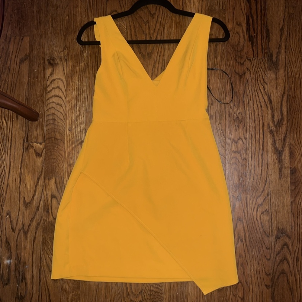 dark yellow cross back strap dress